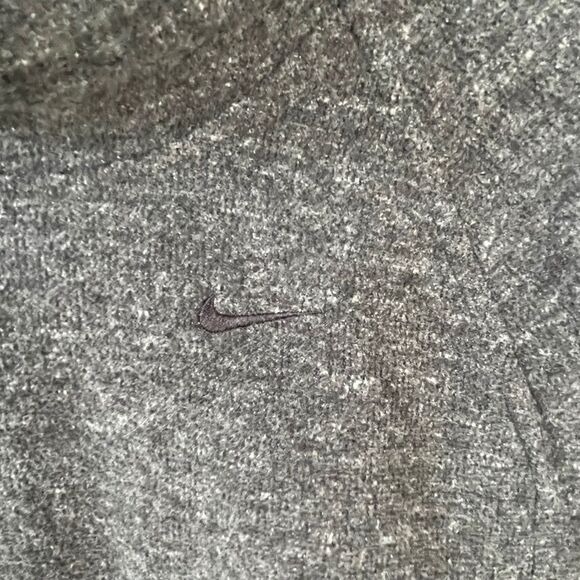 Nike Dark Grey Marled Cowl Turtleneck Pockets Spilt Hem Cotton Blend Sweater - Picture 5 of 10